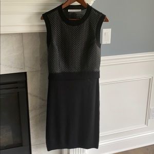 Dress with pleather, quilted detailing